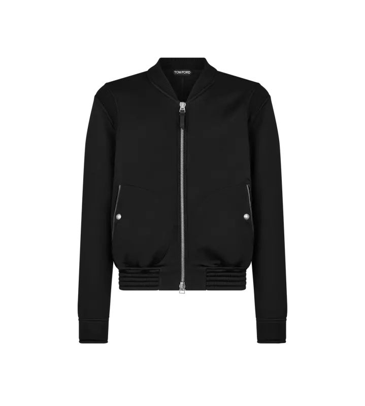 COTTON VISCOSE RIB BOMBER BLACK online